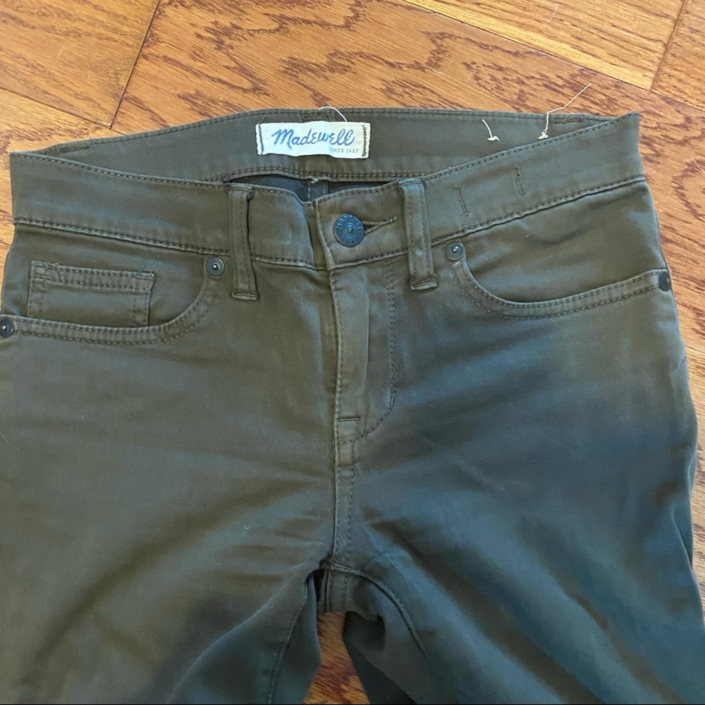Madewell Skinny Skinny Sateen Jeans 8” rise olive green jeans - Picture 4 of 5